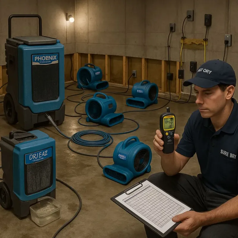 Structural Drying and Dehumidification process in Metairie Terrace, LA